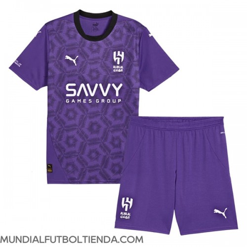 Camiseta Al-Hilal Tercera Equipación Replica 2024-25 para niños mangas cortas (+ Pantalones cortos)